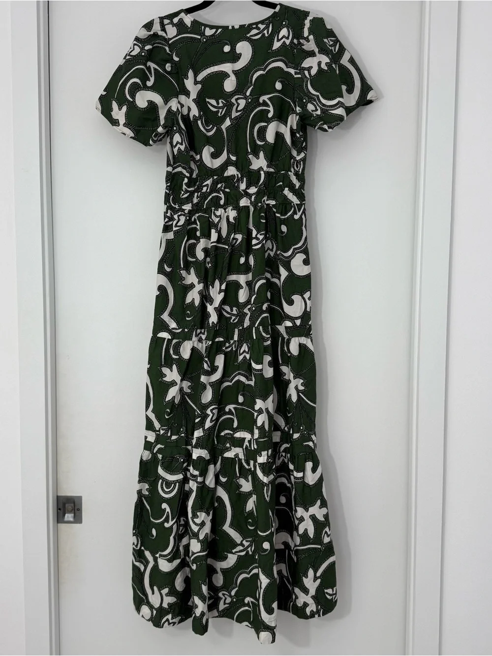 Anthropologie The Somerset Maxi Dress Puff Sleeve Green Novelty Print Small - Picture 11 of 14
